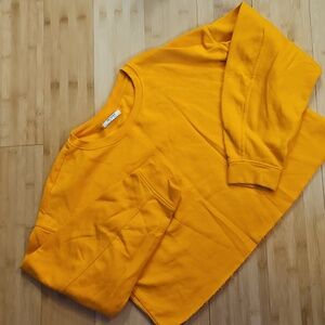 Zara Trafaluc Yellow Sweatshirt Cropped Top